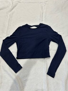 H&M Navy Long-Sleeve Cropped Tee Open Back